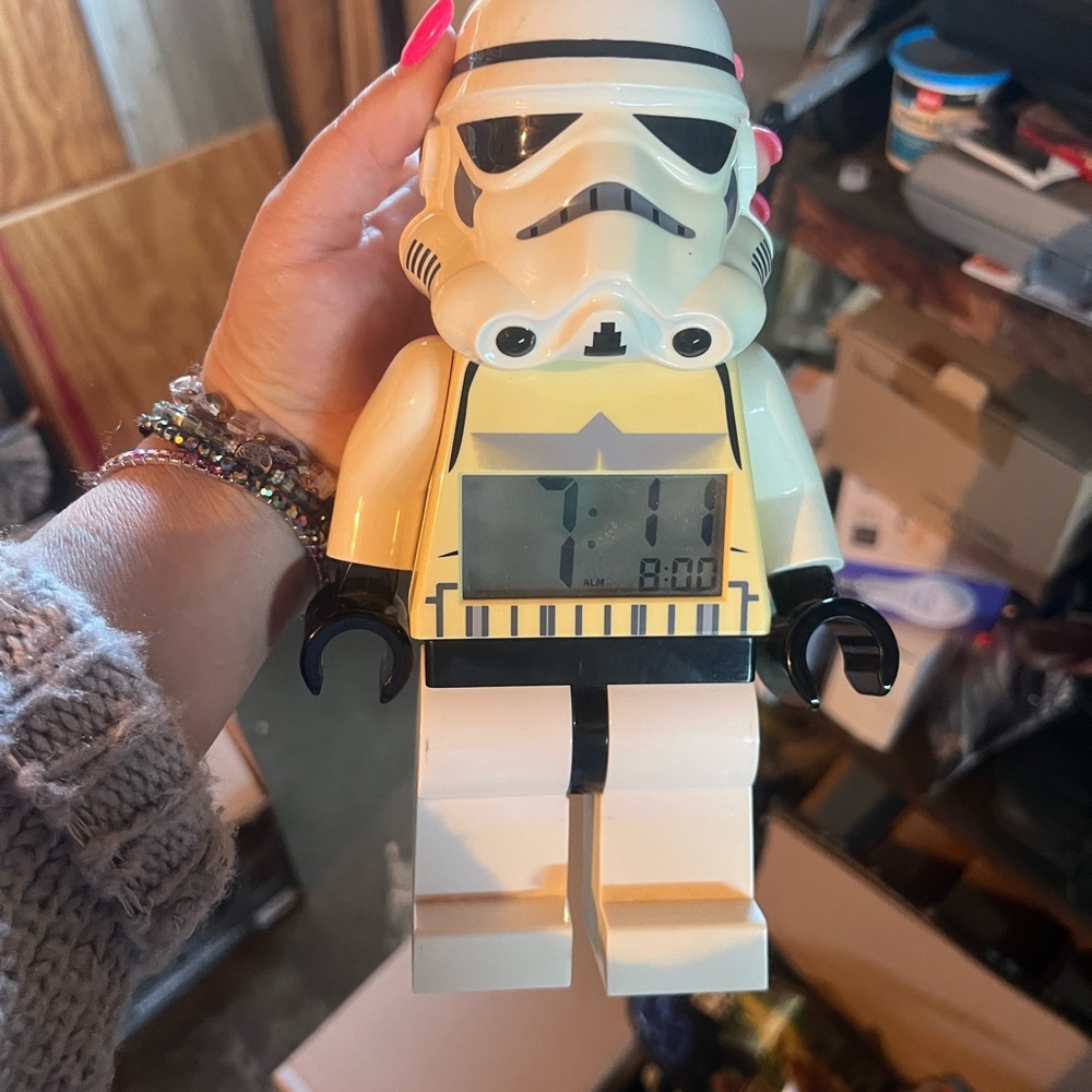 Lego White & Black Stormtrooper Minifigure Alarm Clock
